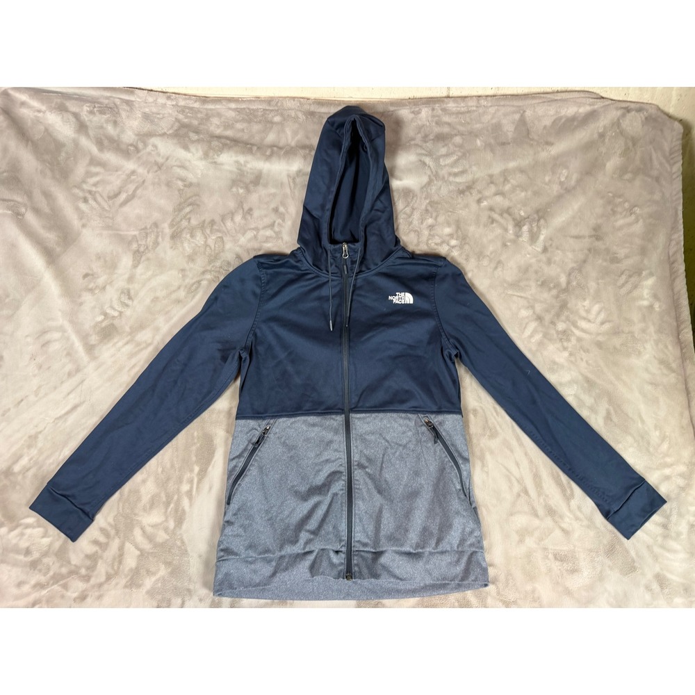 The North Face Womens Navy Gray Colorblock Full Zip Hoodie Jacket Size Medium